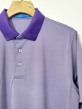 Southern Tide Purple Striped Golf Polo Shirt Large